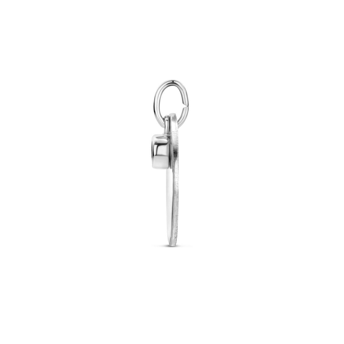 Zilveren ronde graveerhanger glanzend en mat met zirkonia 2.5 mm - Diameter 14 mm