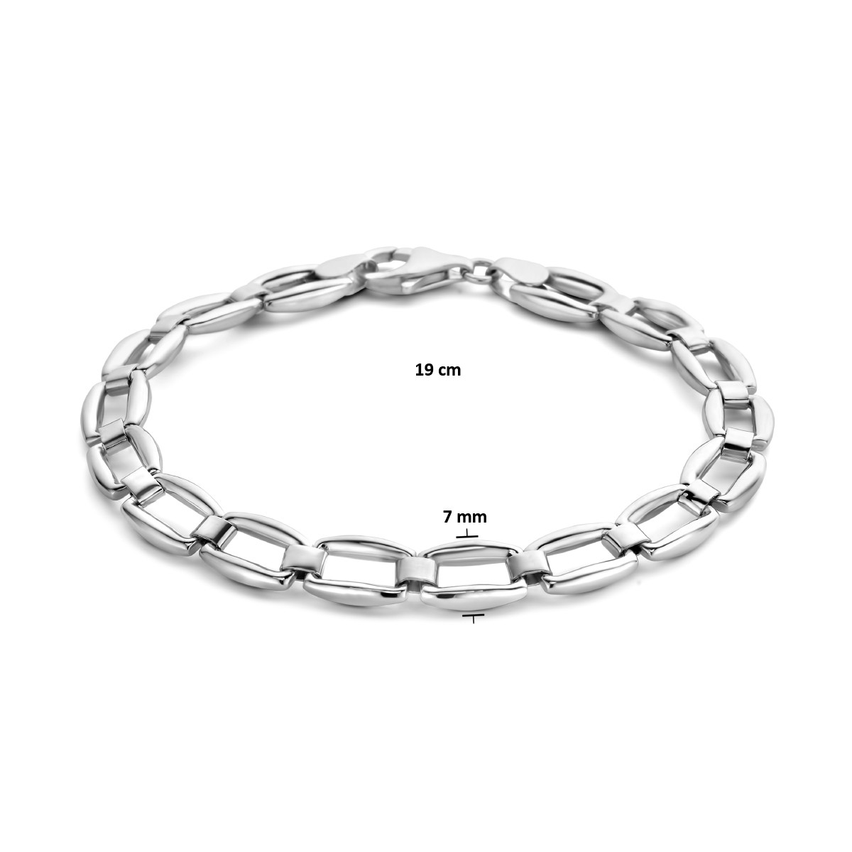 Zilveren schakelarmband 7 mm - Lengte 19 cm