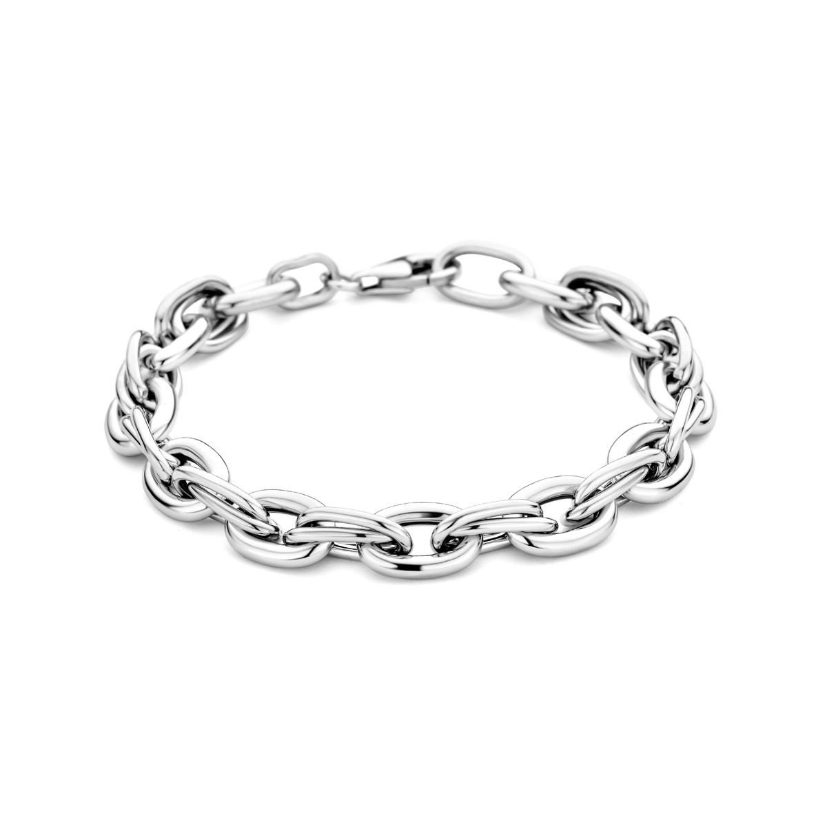 Zilveren schakelarmband met anker schakels 925 gerhodineerd 9 mm breed - Lengte 19 cm
