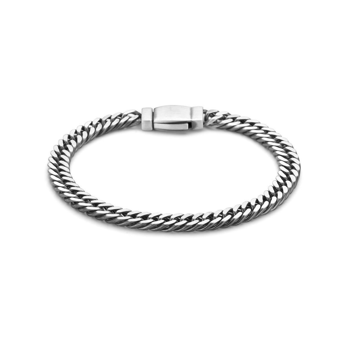 Zilveren schakelarmband met geslepen gourmetschakels 6.7 mm - Lengte 21 cm