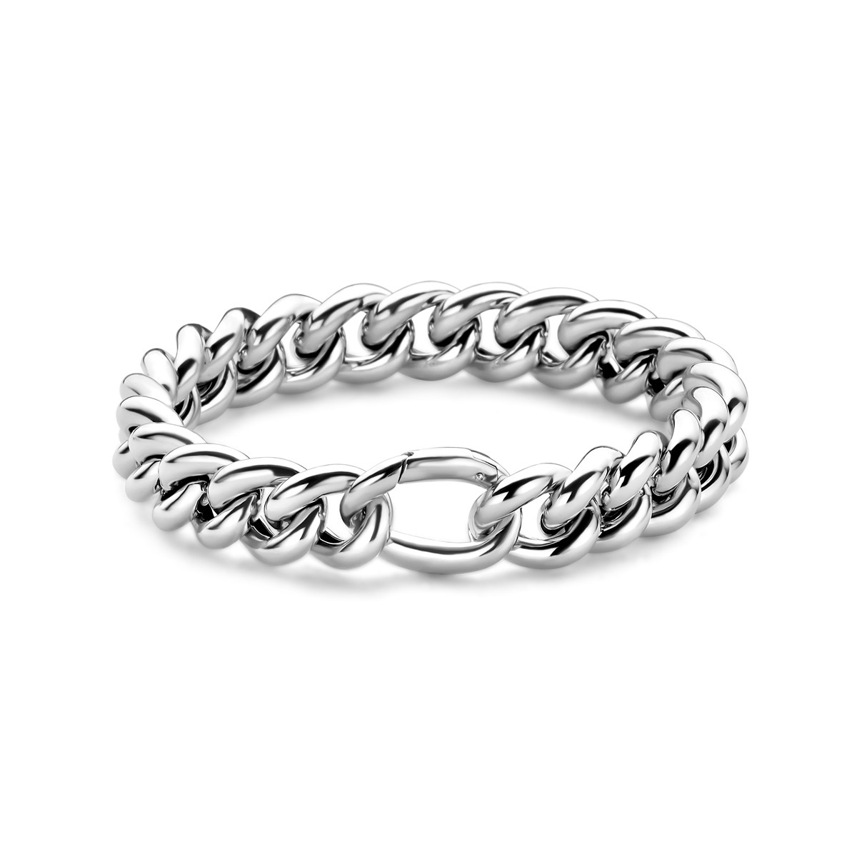 Zilveren schakelarmband met glanzende gourmet schakels 11.5 mm breed - Lengte 20 cm