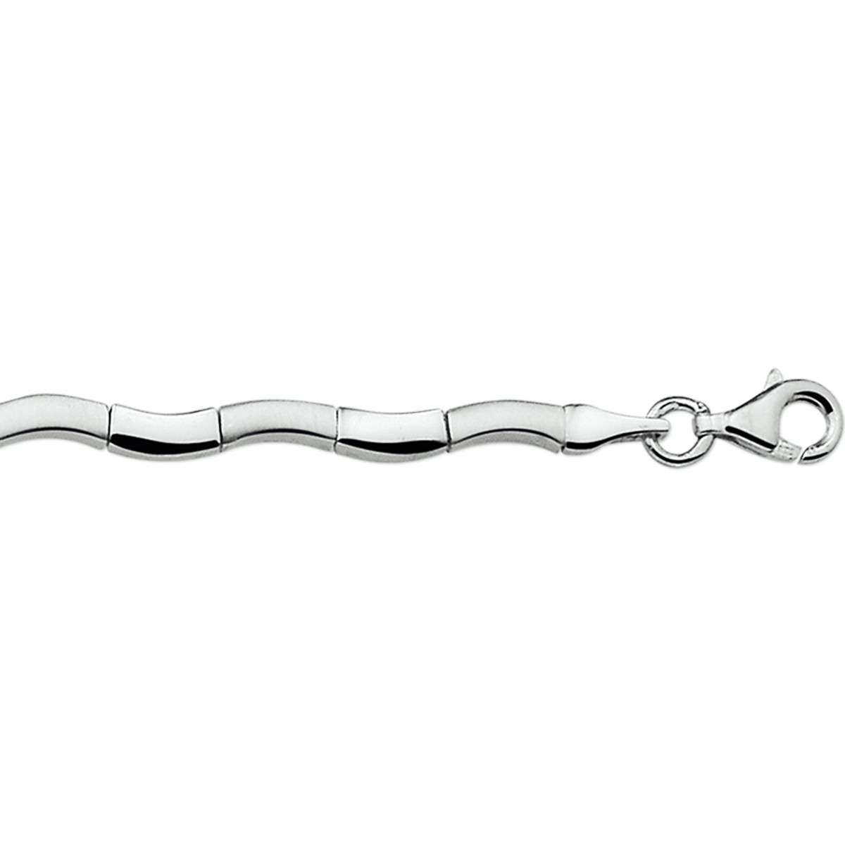 Zilveren schakelarmband met glanzende schakels 4.2 mm breed - Lengte 19 cm