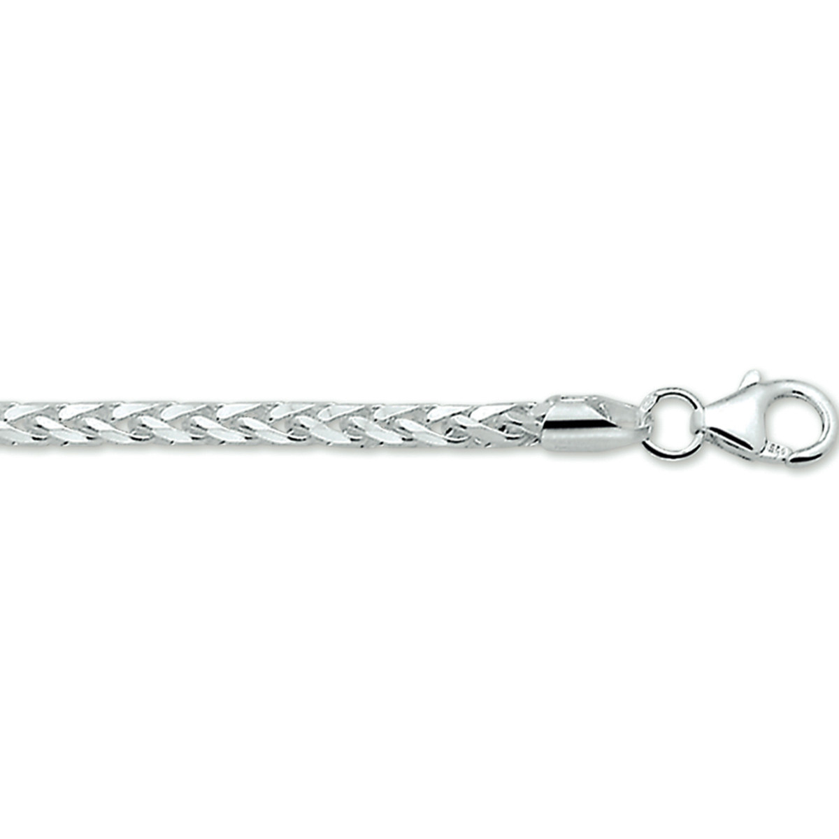Zilveren schakelarmband met vossenstaartschakel glanzend 3 mm breed - Lengte 19 cm