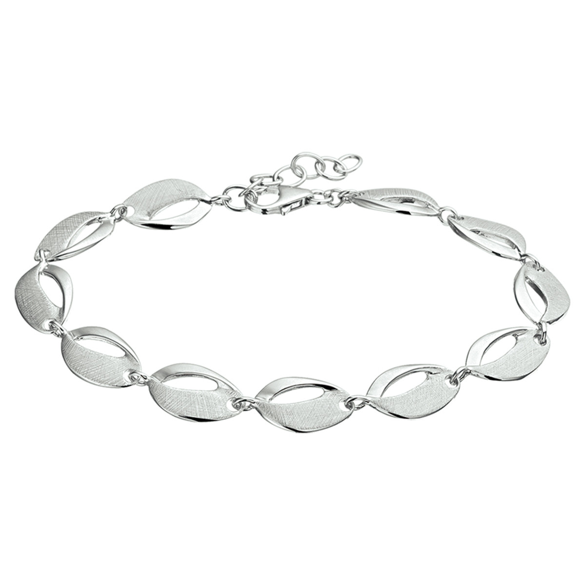 Zilveren schakelarmband ovaal mat en glanzend 8.3 mm breed - Lengte 18-20.5 cm