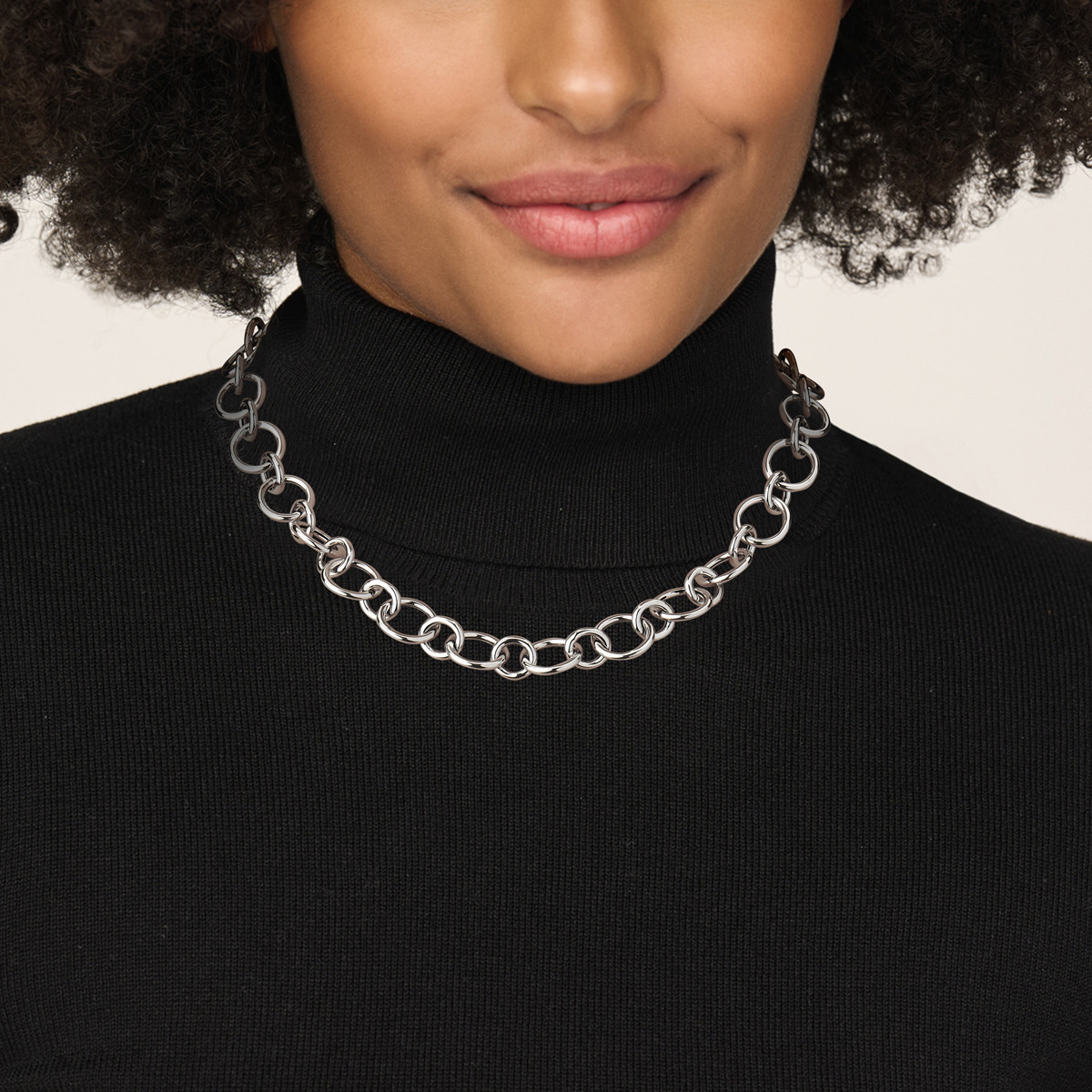 Zilveren schakelketting met ankeschakel 17 mm breed - Lengte 46 cm