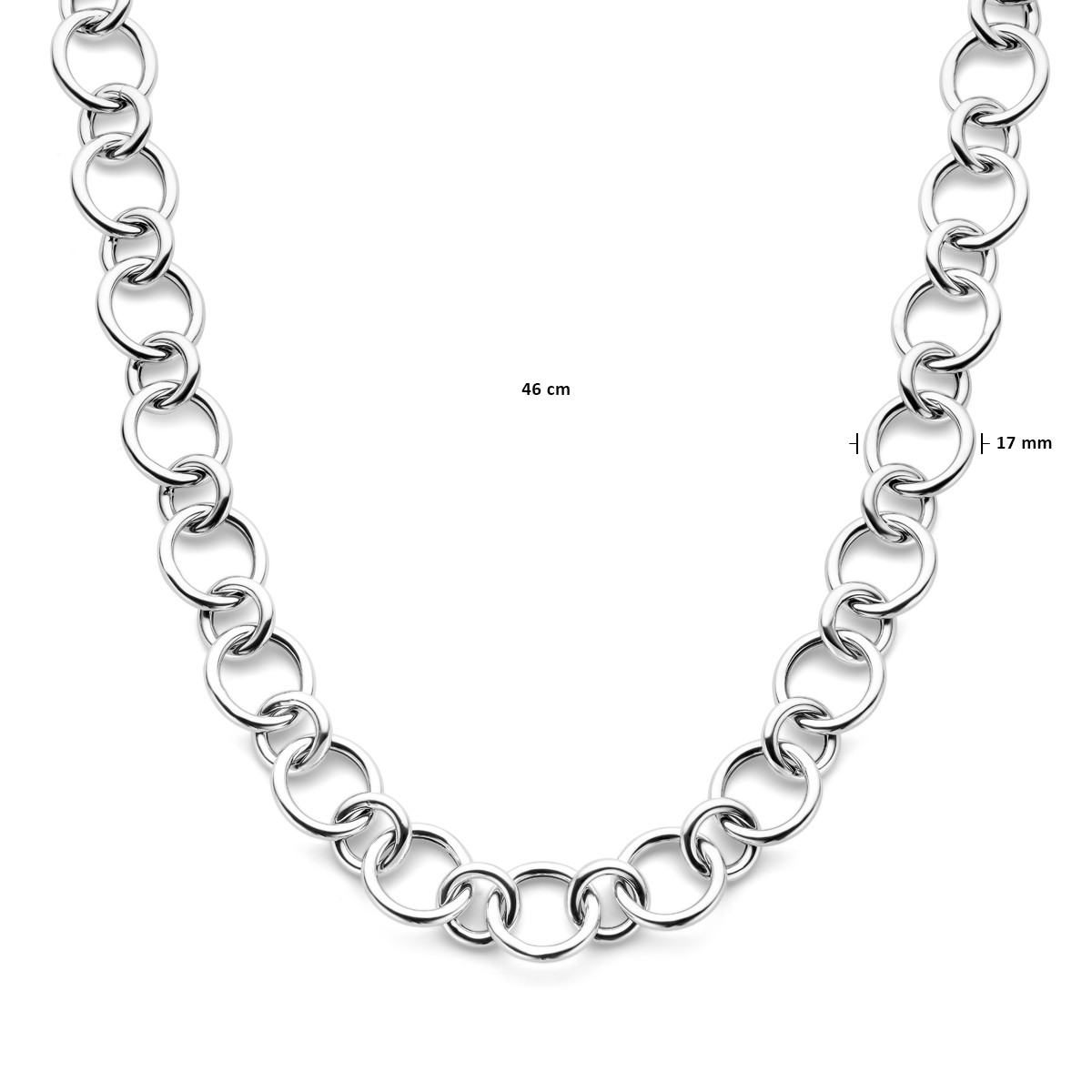 Zilveren schakelketting met ankeschakel 17 mm breed - Lengte 46 cm