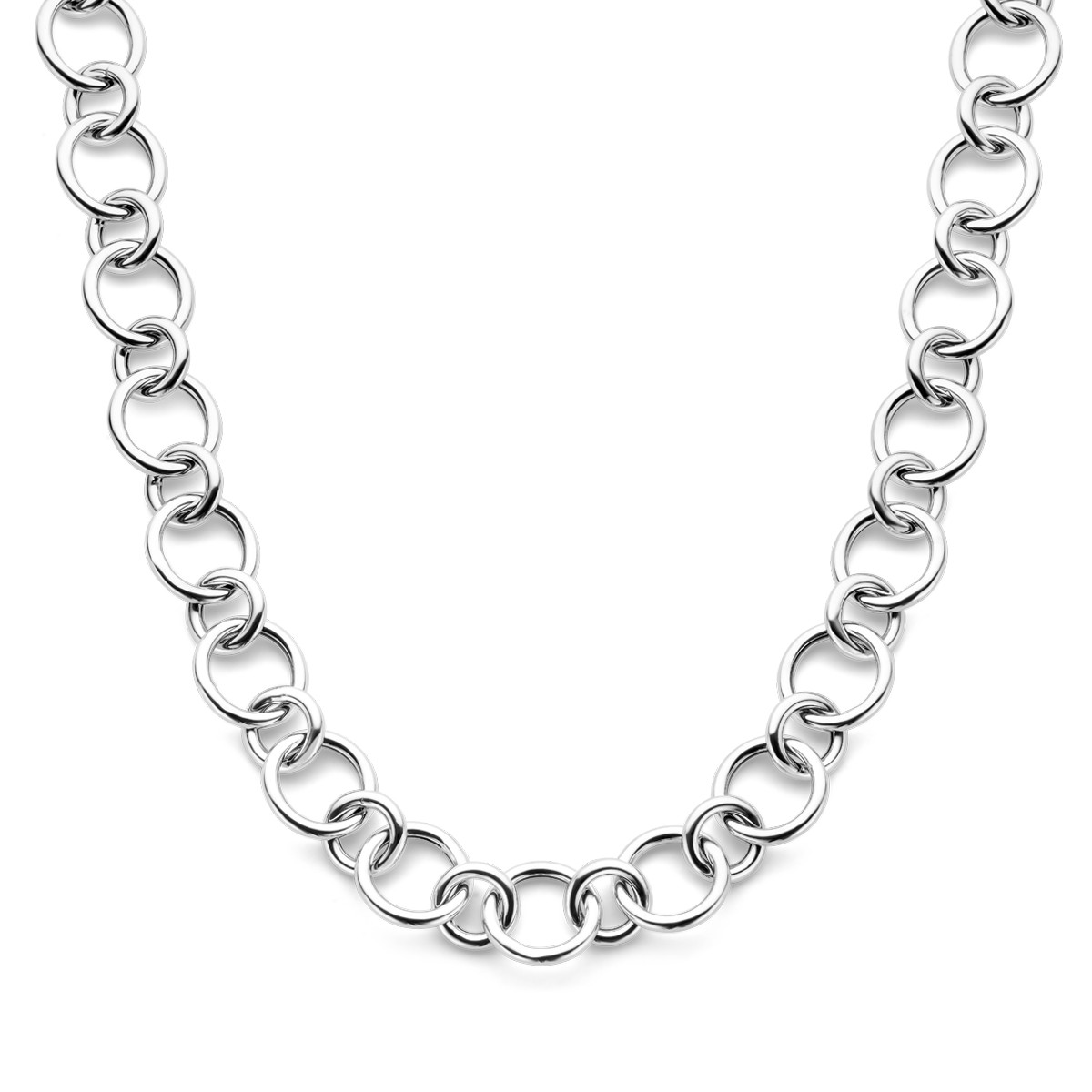 Zilveren schakelketting met ankeschakel 17 mm breed - Lengte 46 cm