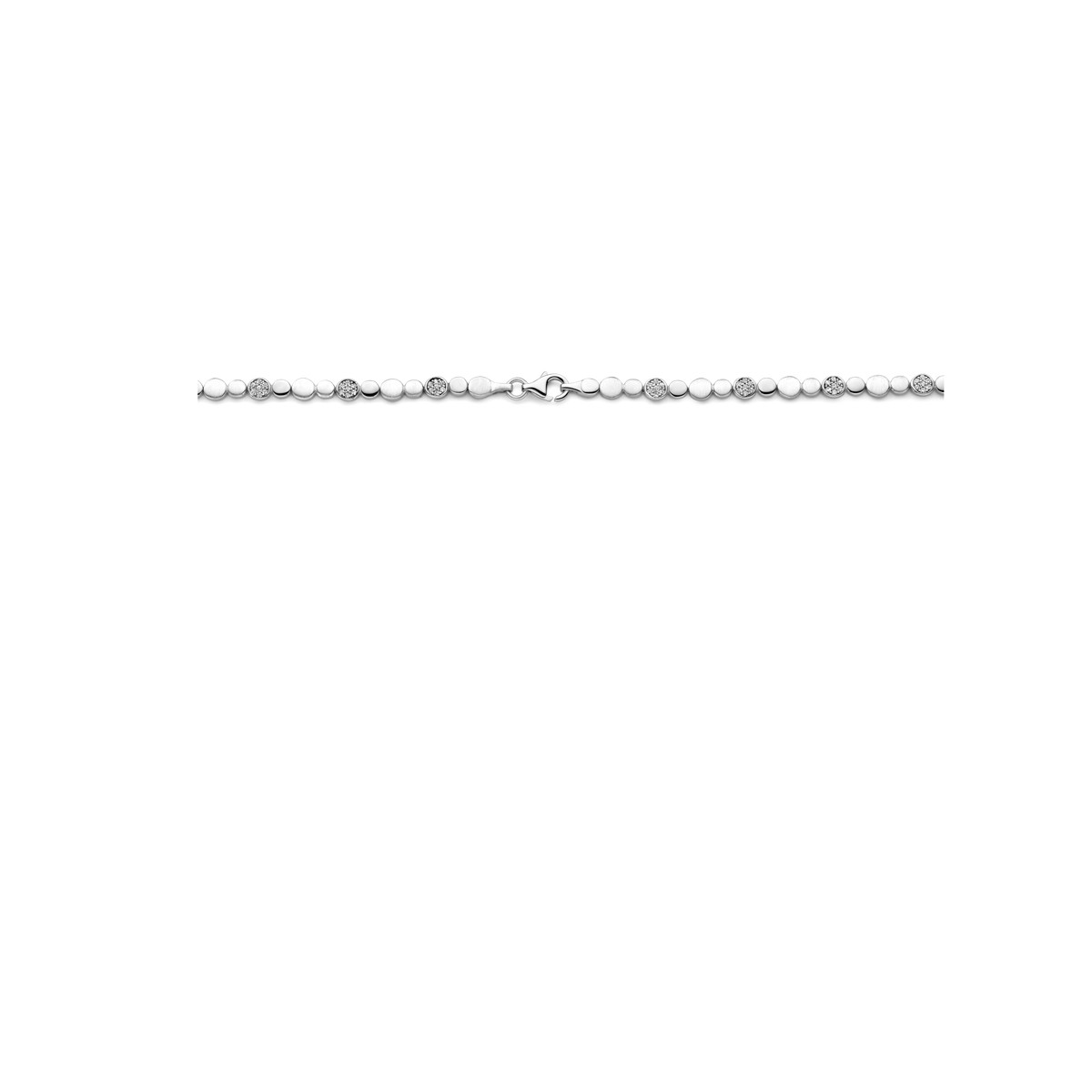 Zilveren schakelketting met glanzende bolletjes en zirkonia's 5.1 mm breed - Lengte 45 cm