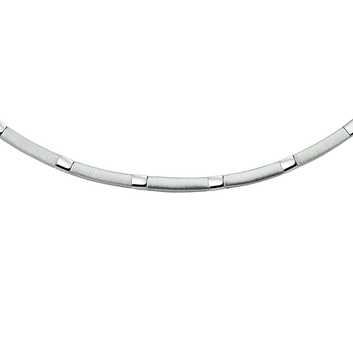 Zilveren schakelketting met matte en glanzende schakels 3.5 mm - Lengte 45 cm