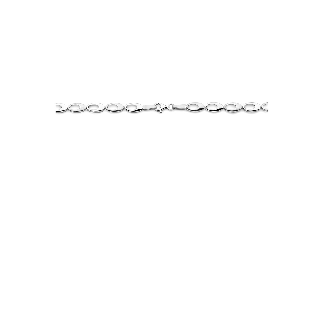 Zilveren schakelketting met open ovale schakels glanzend en mat 7 mm - Lengte 45 cm