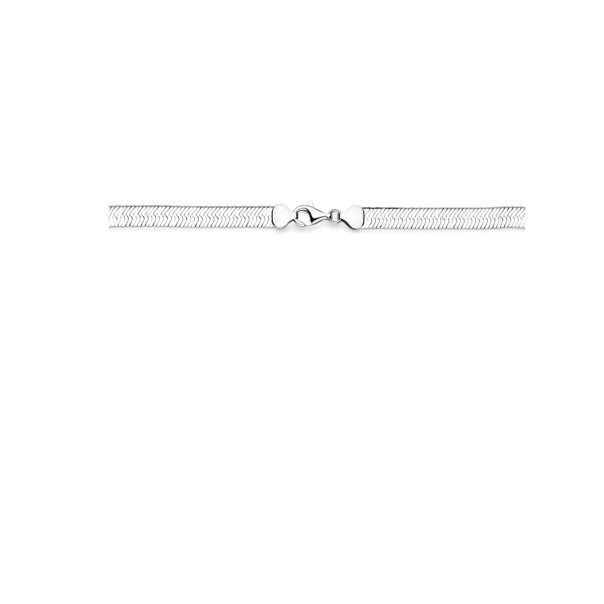 Zilveren schakelketting met platte slangschakel 7 mm breed - Lengte 43 cm