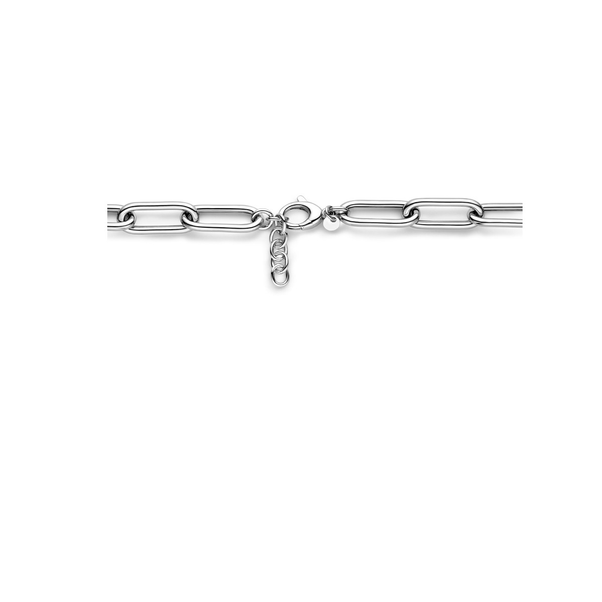 Zilveren schakelketting met ronde paperclipschakels van 11.5 mm breed - Lengte 43-46.5 mm