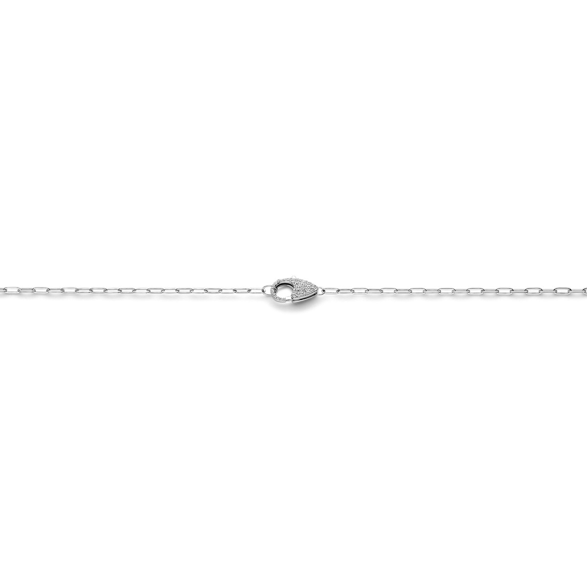 Zilveren schakelketting met zirkonia karabijnsluiting - Lengte 45 cm
