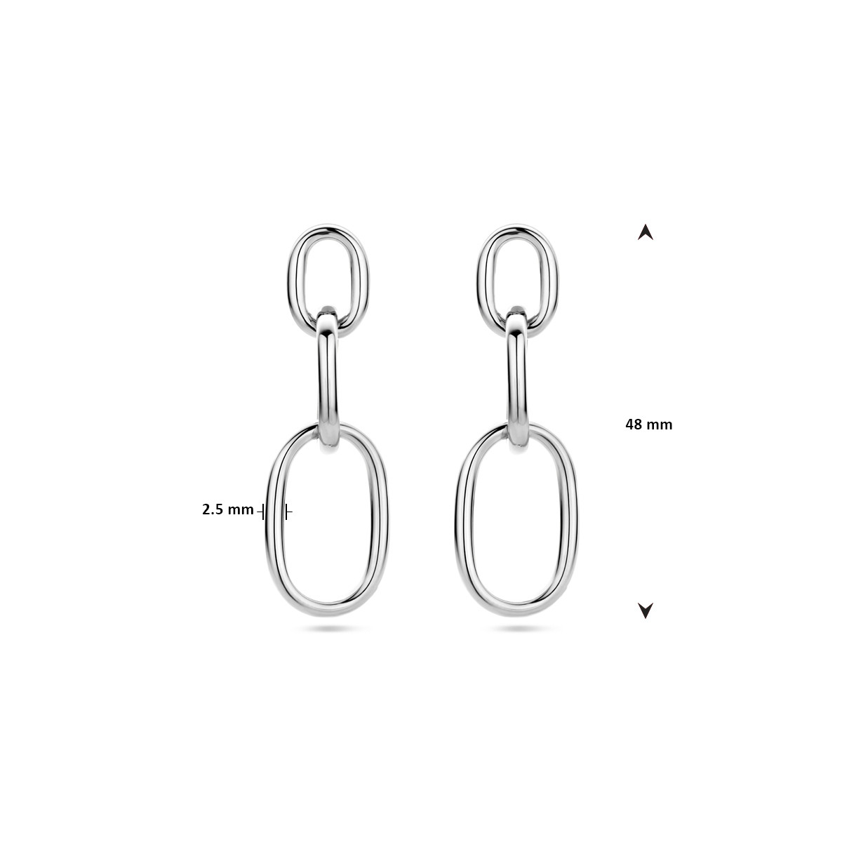 Zilveren schakeloorbellen met paperclipschakel - 2.5 mm x 48 mm