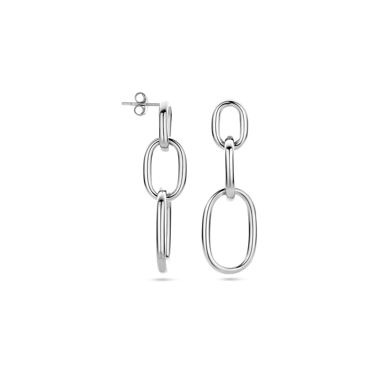 Zilveren schakeloorbellen met paperclipschakel - 2.5 mm x 48 mm