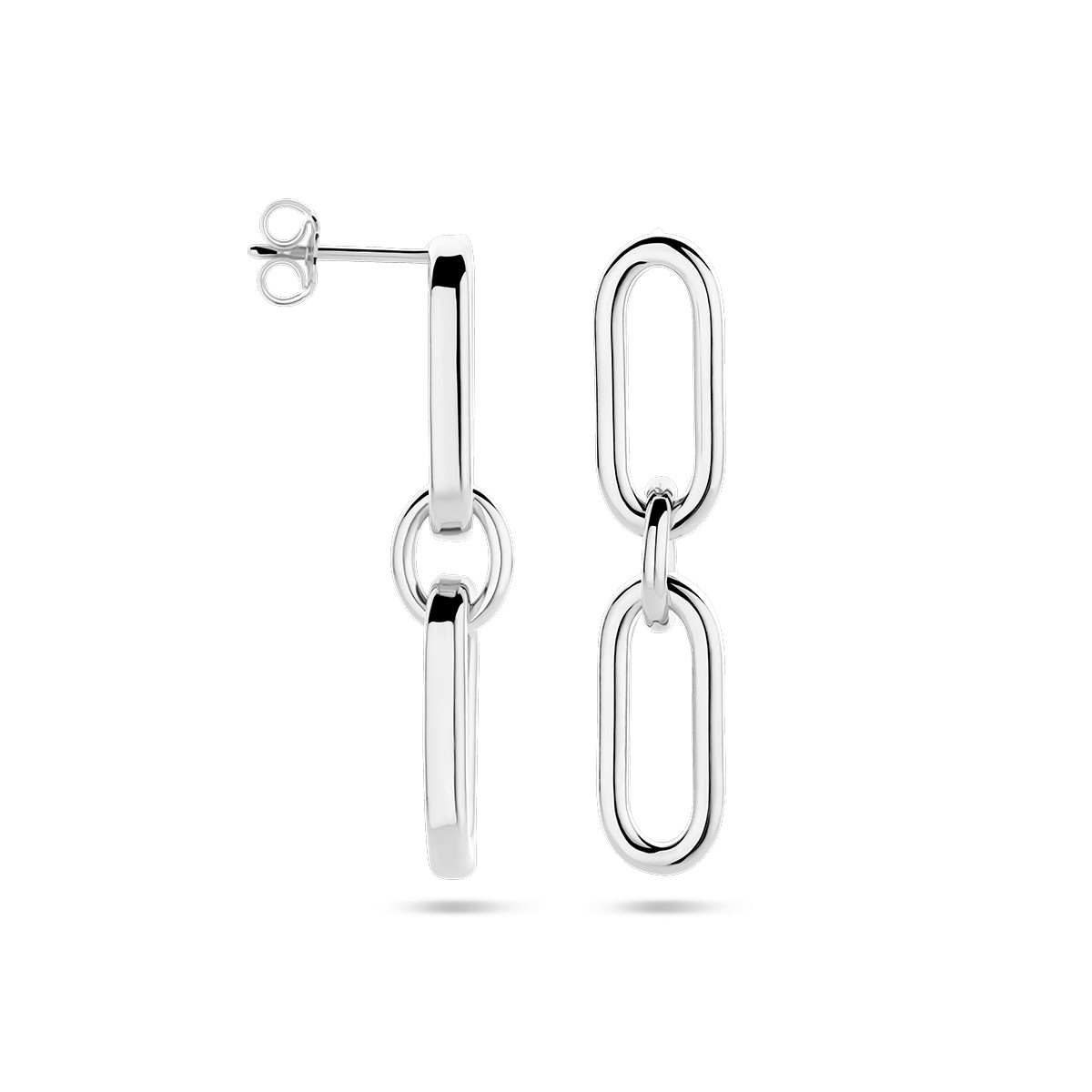 Zilveren schakeloorbellen oorhangers paperclip - 8 mm x 39 mm