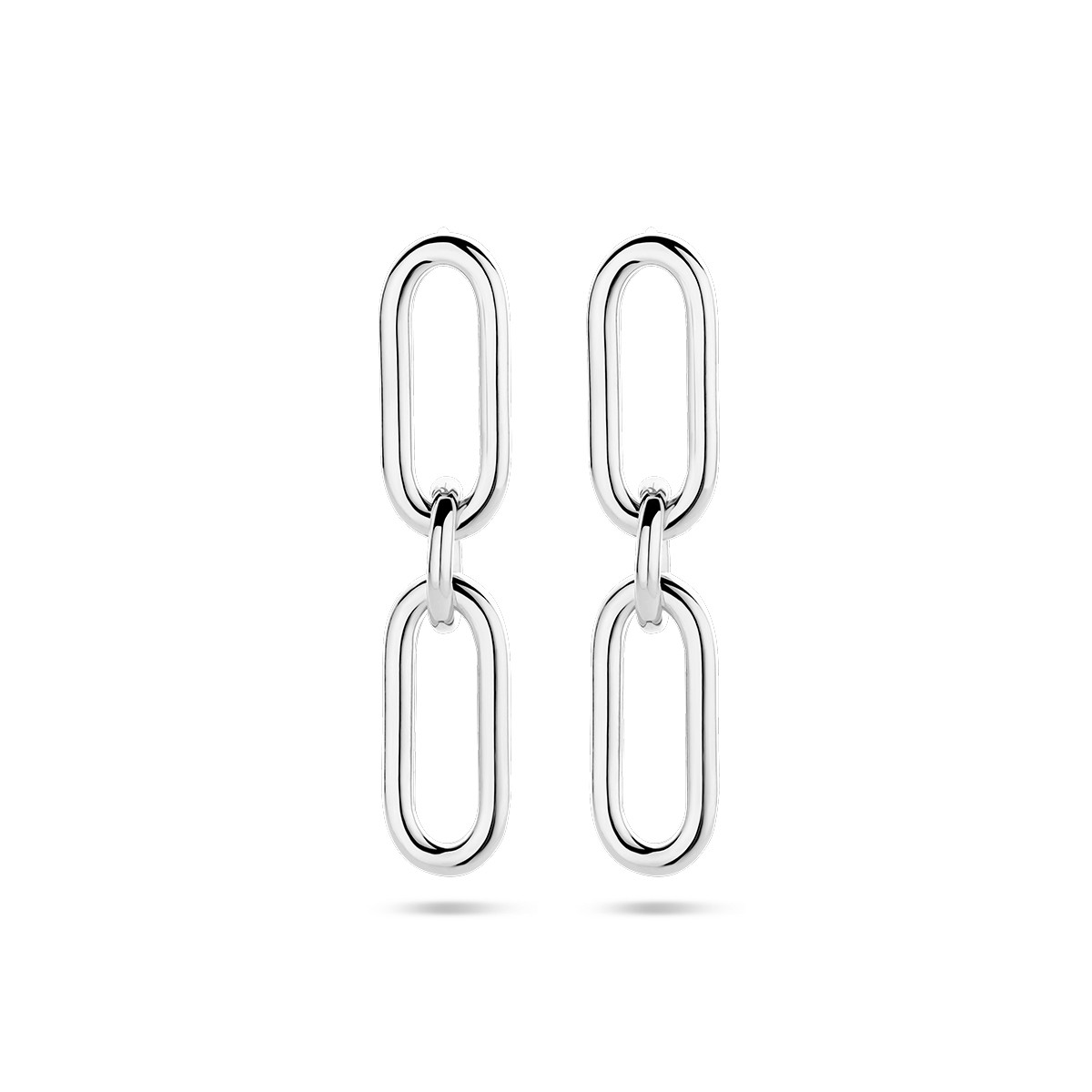 Zilveren schakeloorbellen oorhangers paperclip - 8 mm x 39 mm