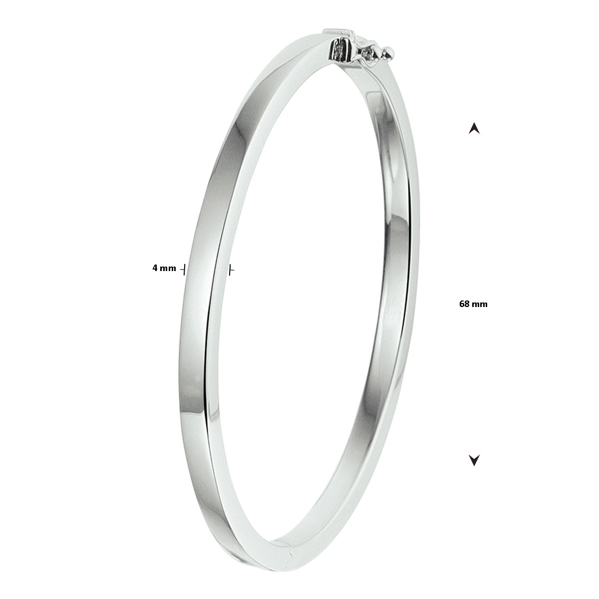 Zilveren slavenarmband massief 4 mm breed - Diameter 60 - 68 mm