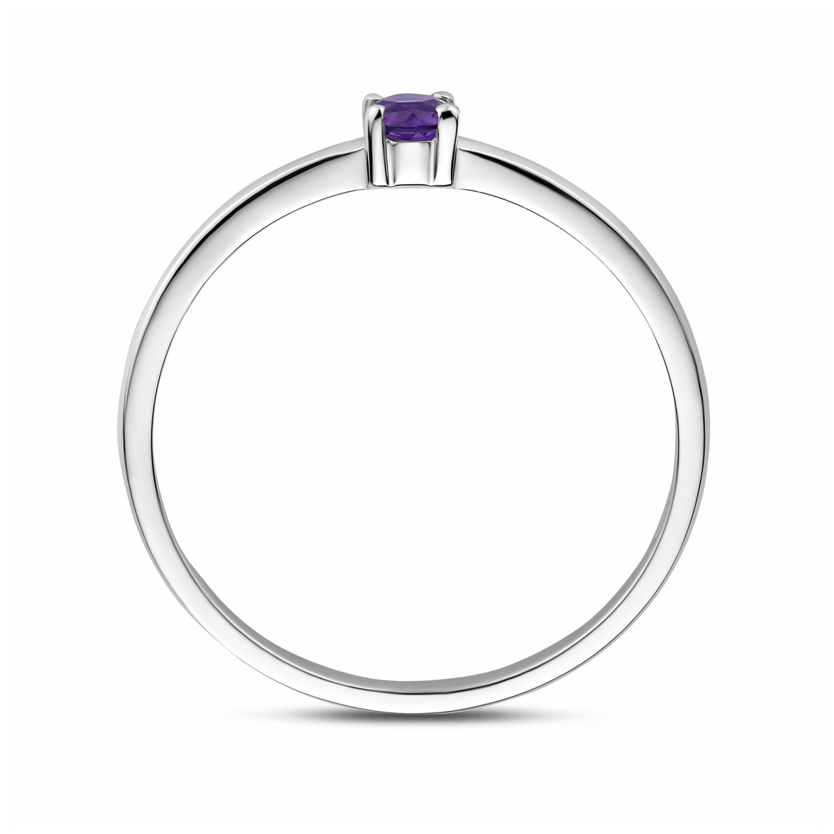 Gerhodineerde zilveren ring met geboortesteen februari amethist