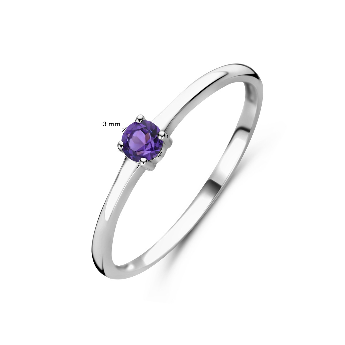 Gerhodineerde zilveren ring met geboortesteen februari amethist