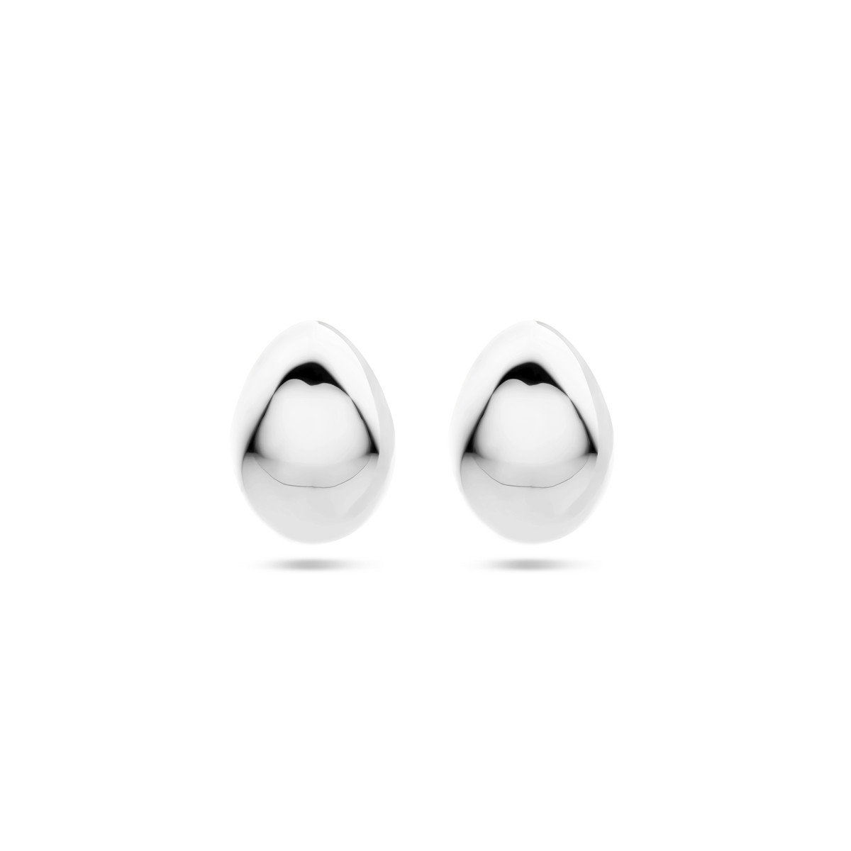 Zilveren stekeroorringen met bolling en glanzende afwerking 12.5 mm breed - Hoogte 17 mm