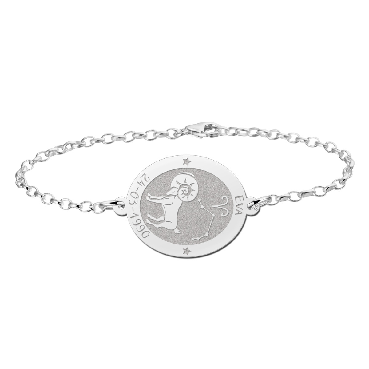 Zilveren sterrenbeeld armband met naam en datum - Names4ever