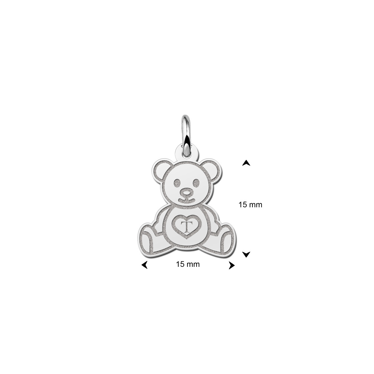 Zilveren teddybeer hanger met letter