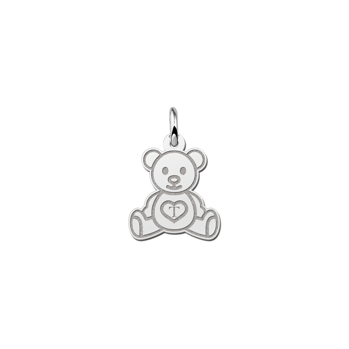 Zilveren teddybeer hanger met letter