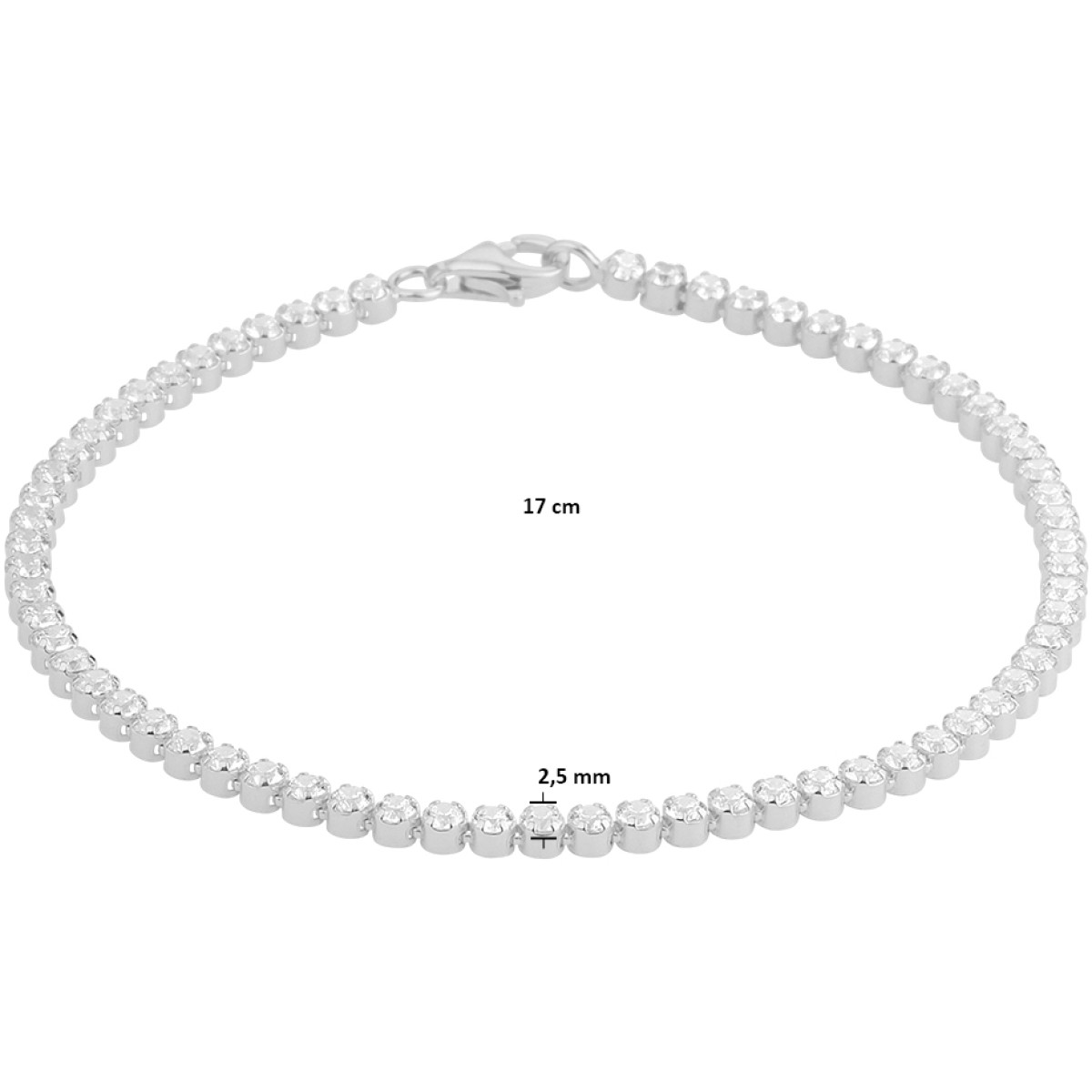 Zilveren tennisarmband met zirkonia rij
