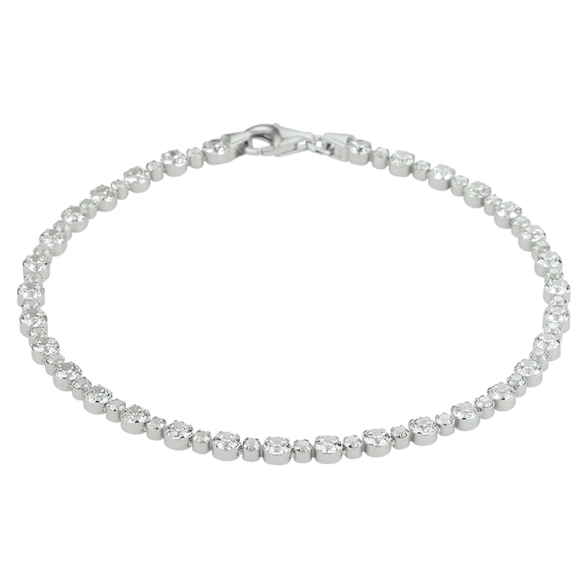 Zilveren tennisarmband met zirkonia's 3 mm breed - Lengte 18 cm