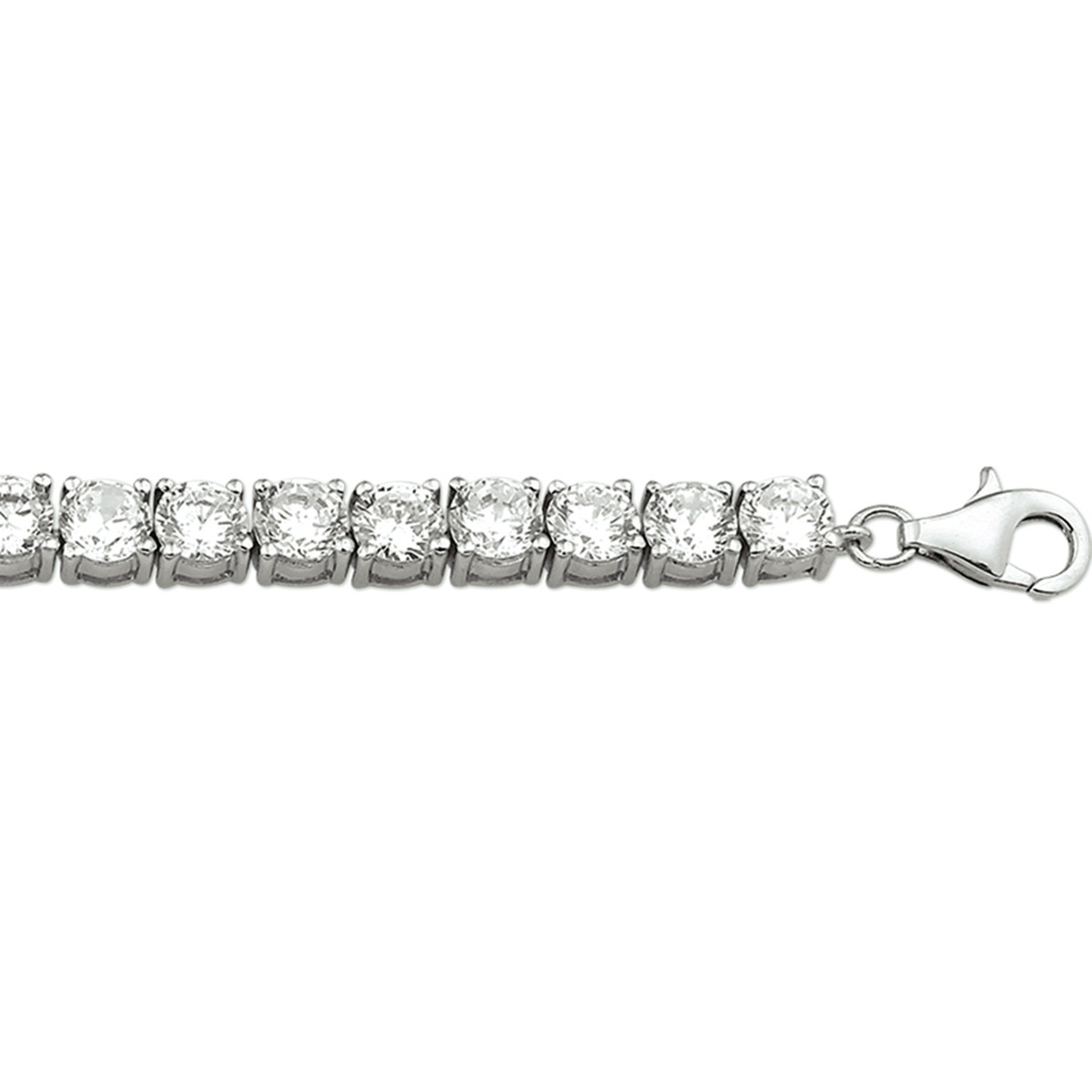 Zilveren tennisarmband met zirkonia's 5.2 mm breed - Lengte 18.5 cm