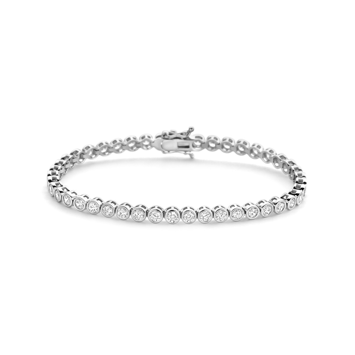 Zilveren tennisarmband met zirkonia's in ronde zetting 4 mm breed
