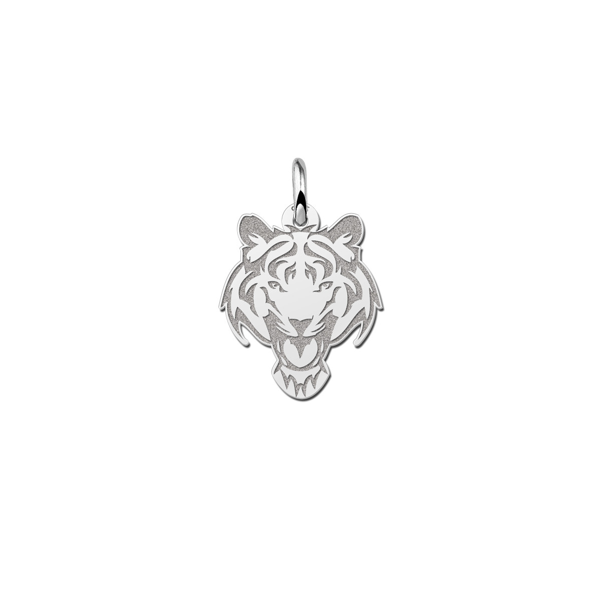 Zilveren tijger hanger met open mond