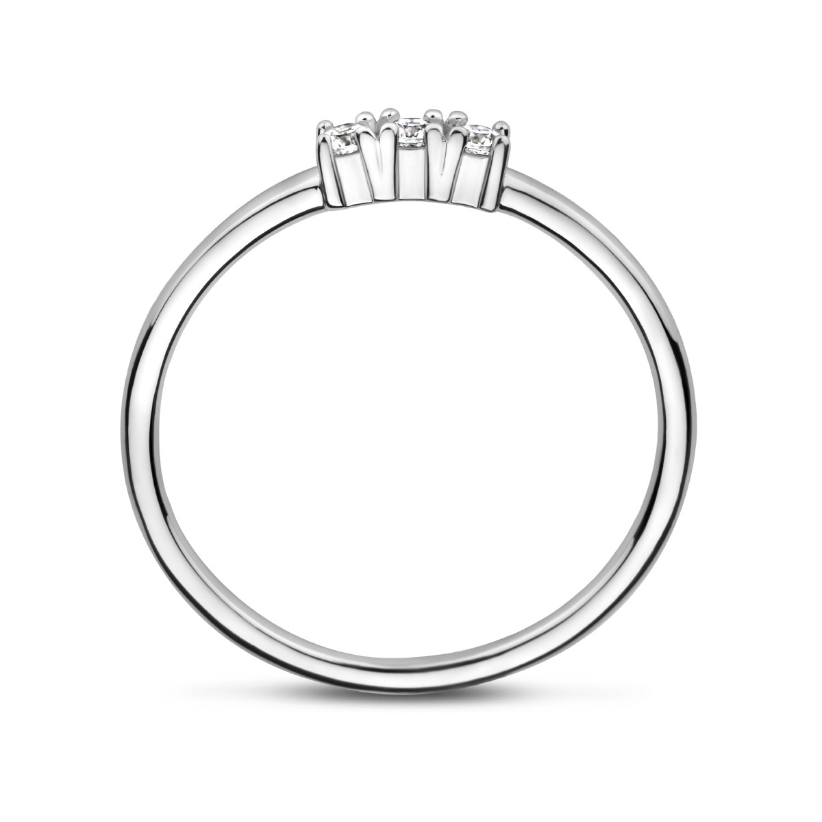 Zilveren trilogy ring met briljant geslepen zirkonia's 2.5 mm breed