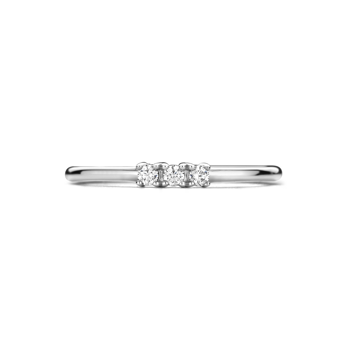 Zilveren trilogy ring met briljant geslepen zirkonia's 2.5 mm breed