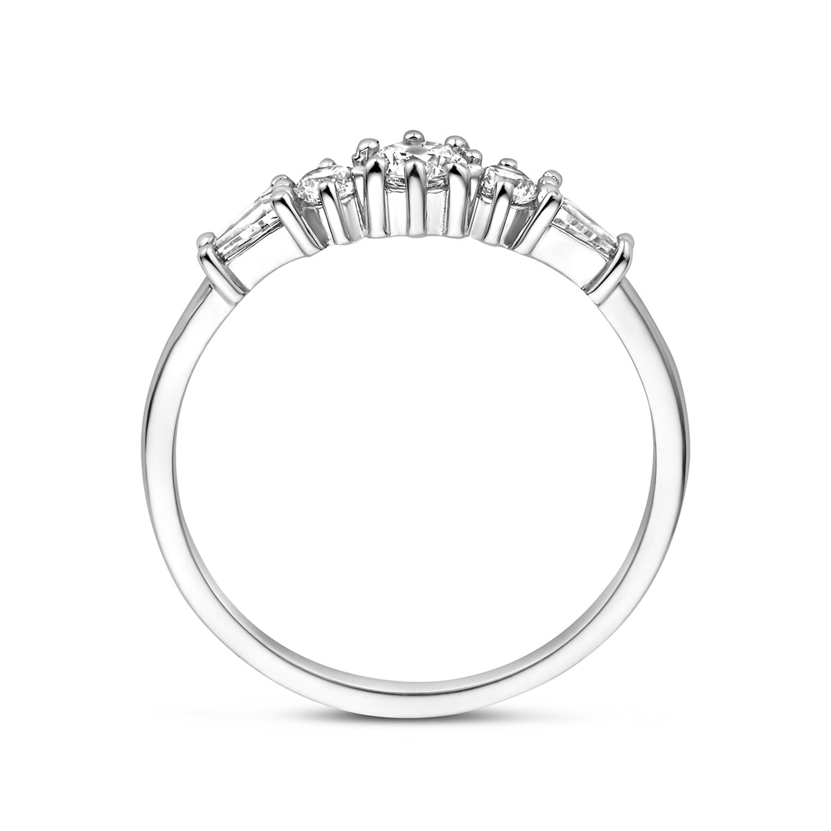 Zilveren trilogy ring met drie zirkonia's 4.5 mm