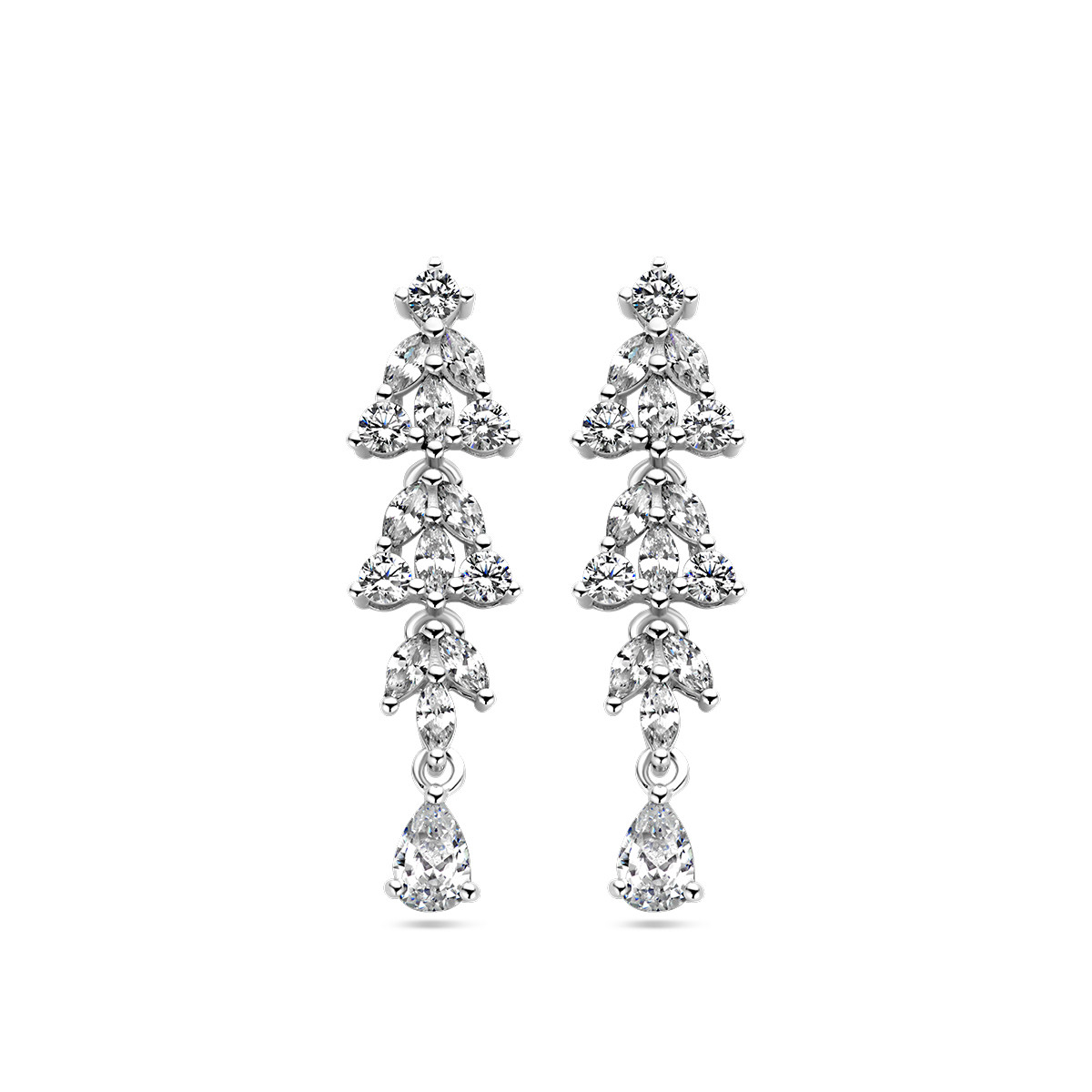Zilveren vintage stijl oorhangers met zirkonia - 9 mm x 34 mm