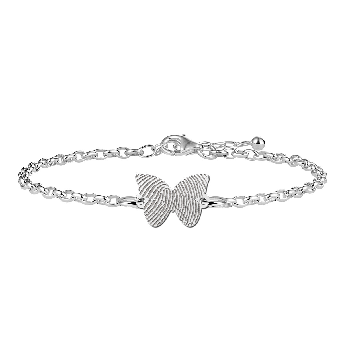 Zilveren vlinder armband met vingerafdruk