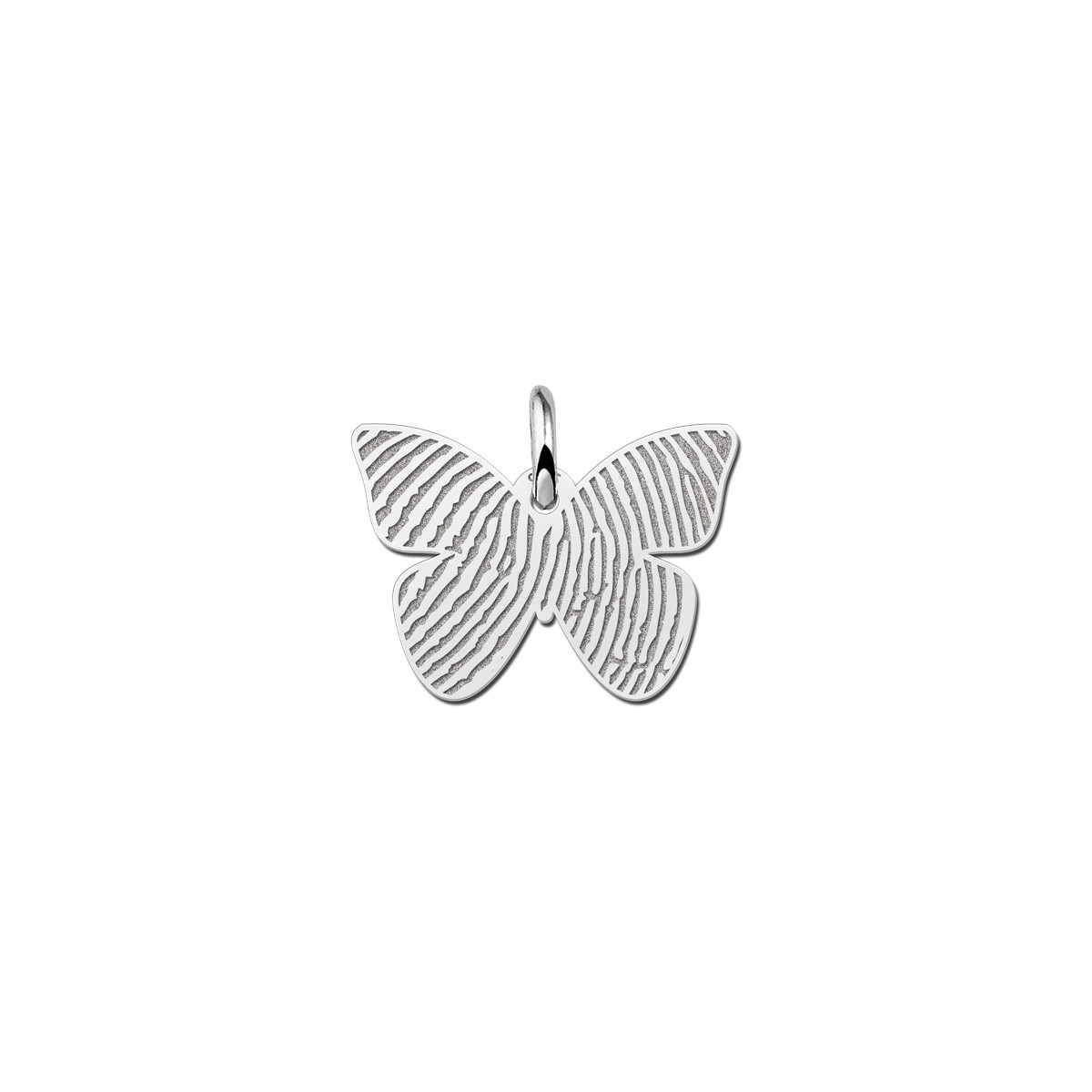 Zilveren vlinder hanger met vingerafdruk