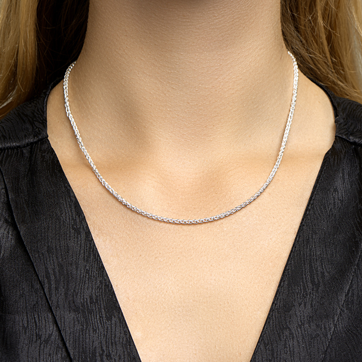 Zilveren vossenstaart ketting 2.5 mm - Lengte 45 cm