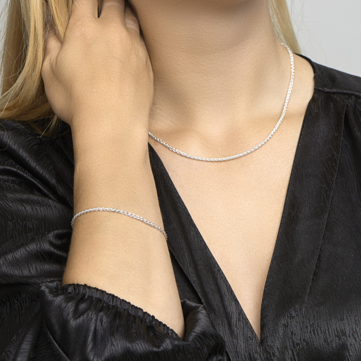 Zilveren vossenstaart ketting 2.5 mm - Lengte 45 cm