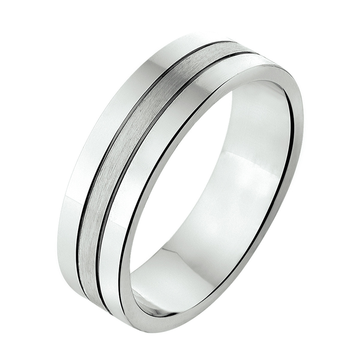 Zilveren vriendschapsring met mat midden en glanzende randen 6 mm breedte