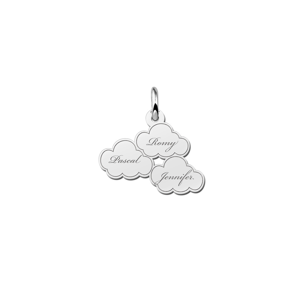 Zilveren wolkenhanger met drie namen
