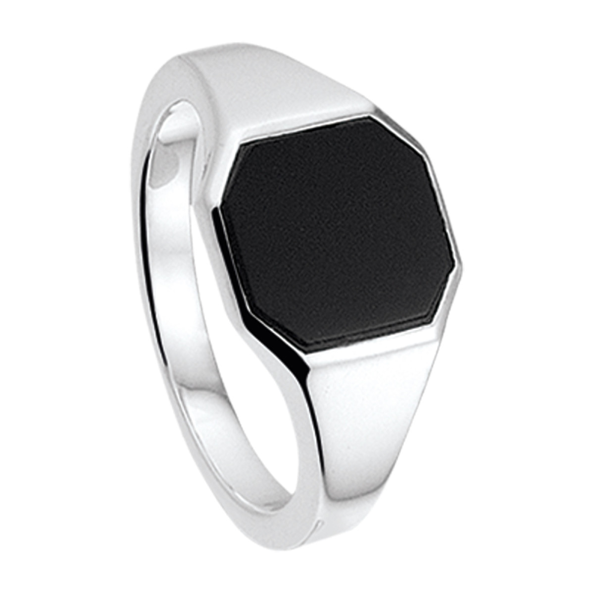 Zilveren zegelring met diepzwarte onyx