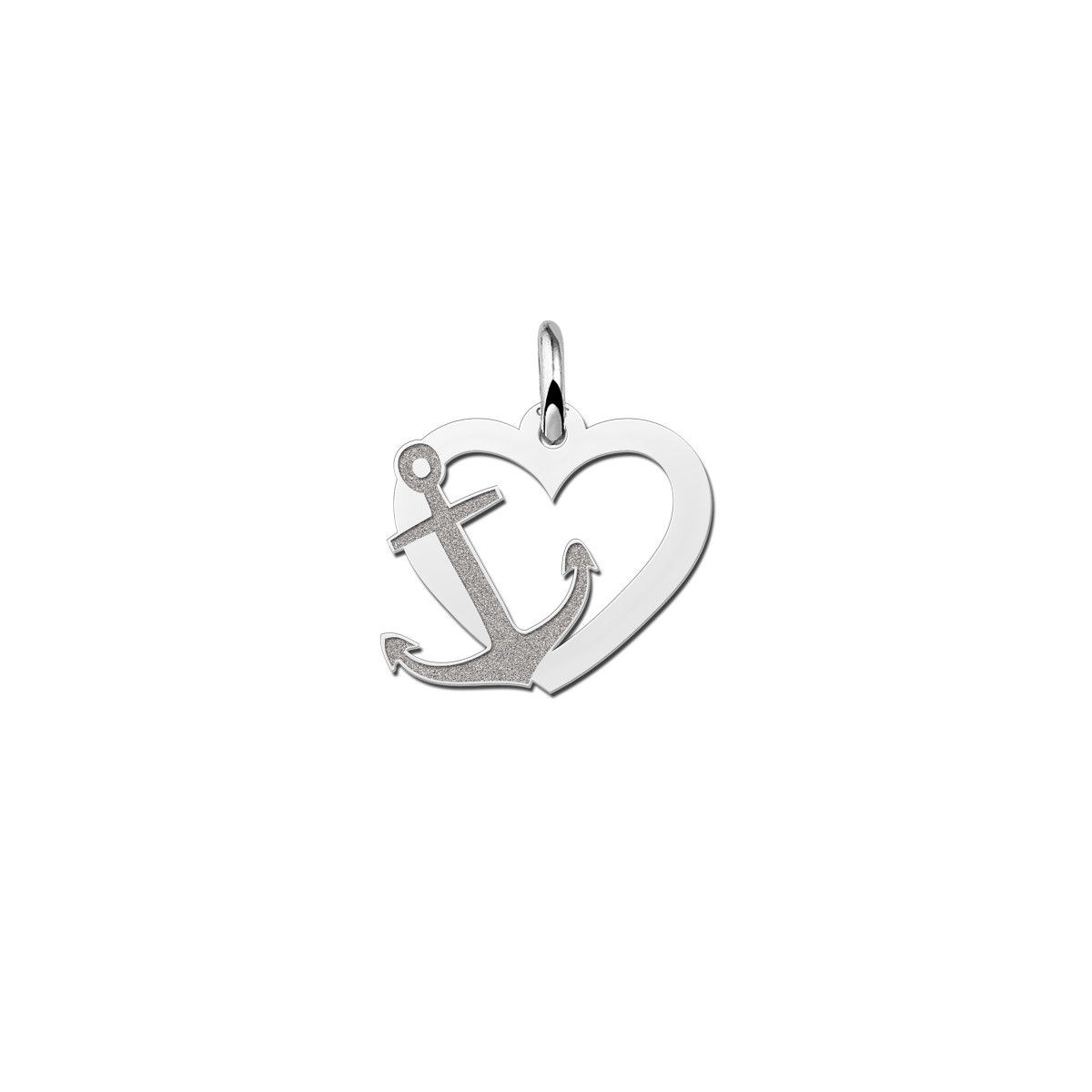 Zilvern hart hanger met anker