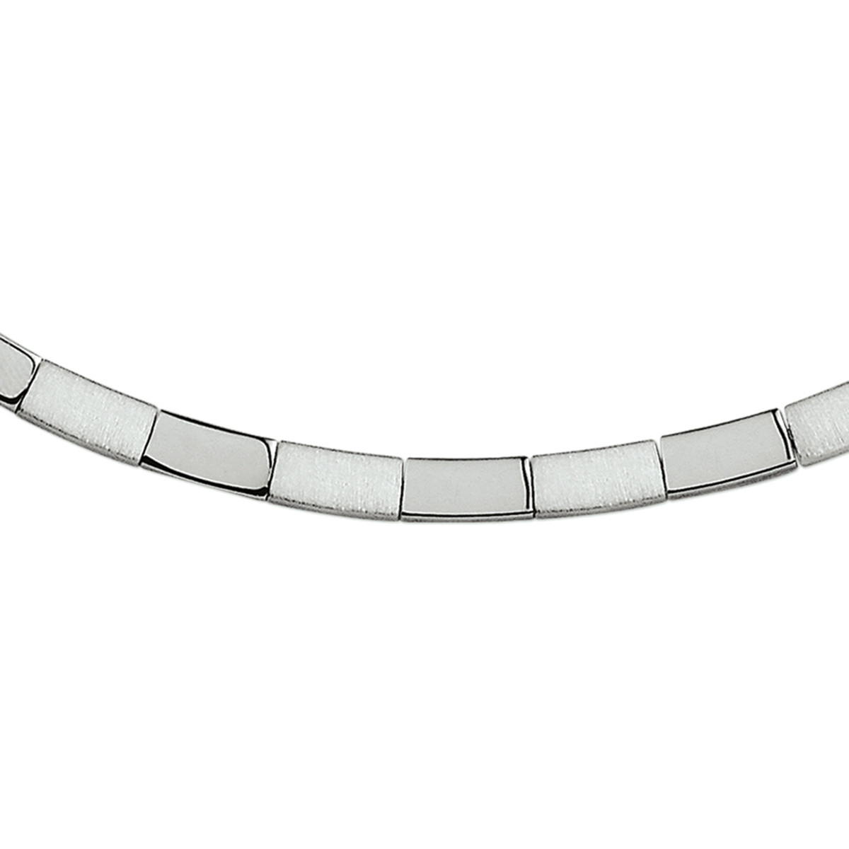 Zilverne schakelketting met glanzende en matte rechthoekige schakels 4.5 mm breed - Lengte 45 cm