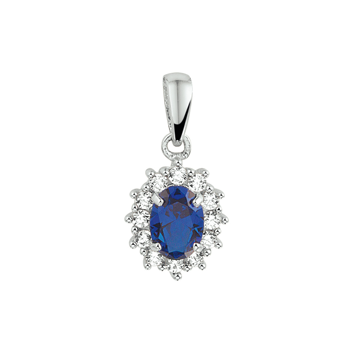 Zirkonia hanger met synthetische saffier zilver - 17 x 8 mm