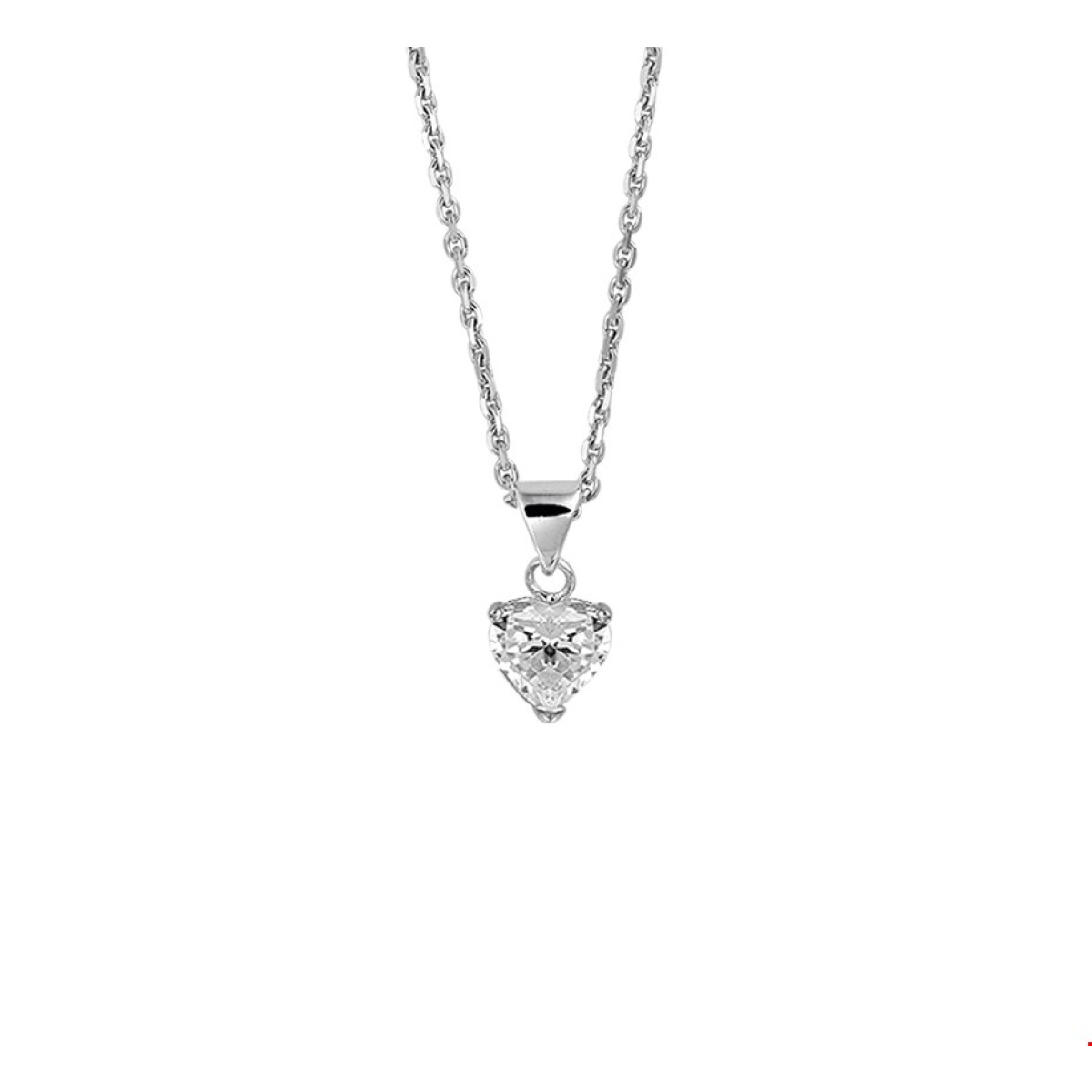 Zirkonia ketting met hartje 1.3 mm 45 cm