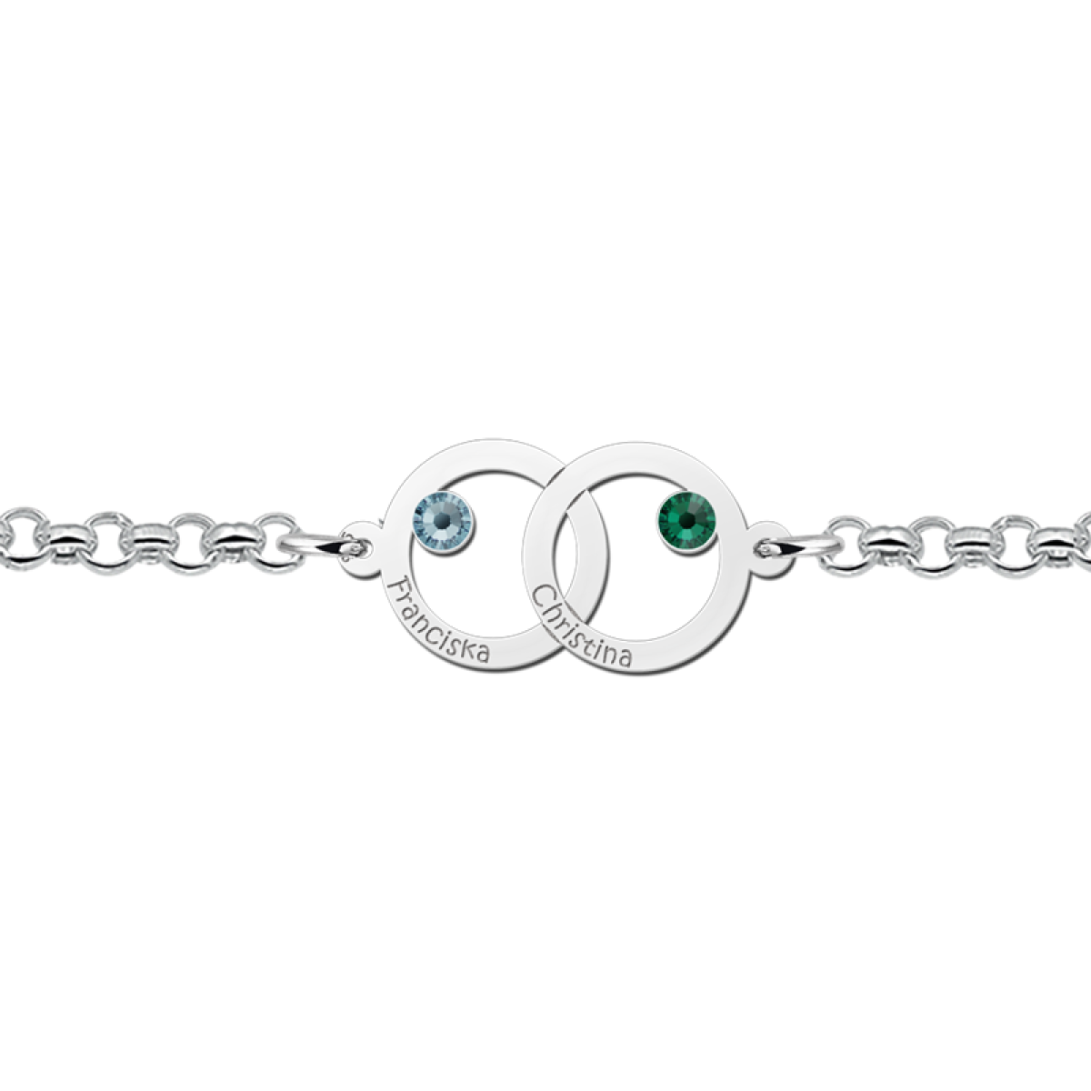 Moeder en dochter armband met twee rondjes zilver