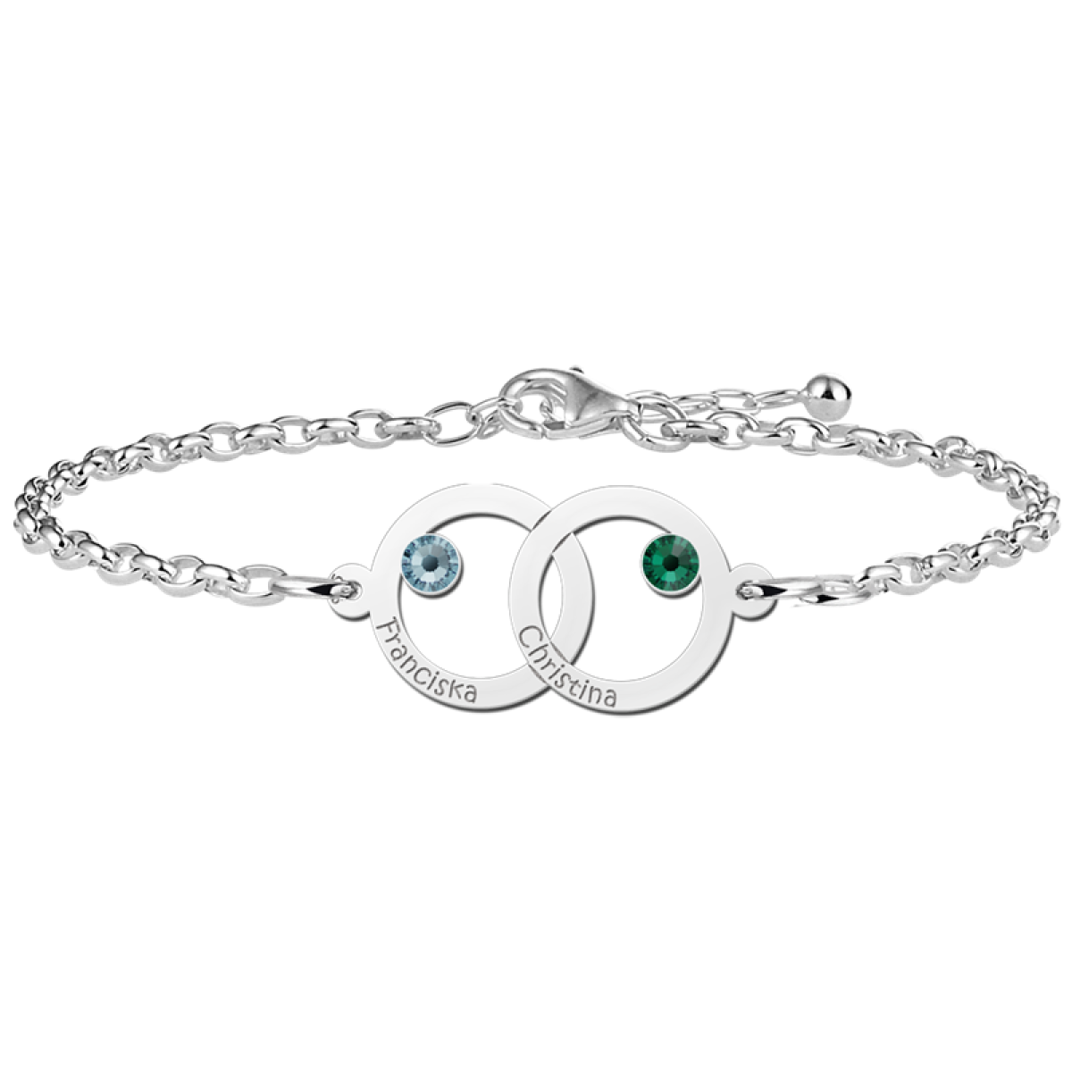Moeder en dochter armband met twee rondjes zilver